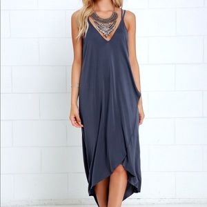LuLus washed blue high-low dress